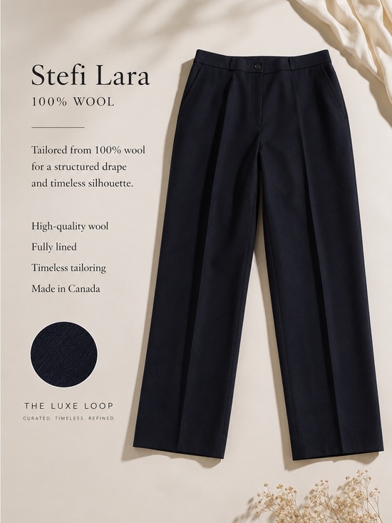 Vintage Pants - Vintage Navy Wool Tailored Trousers